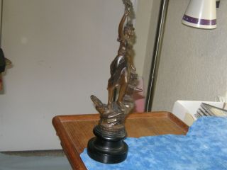 Antique Bronze Spelter Woman Laborer Figure 12.  5 " Tall Made In England In 1920s