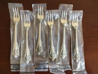 Set Of 6 Nos Wallace Grand Baroque Sterling Silver Cocktail/seafood Fork