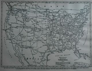 Vintage 1941 Railroad Map Of U.  S.  World War Wwii American Railway Trains L@@k