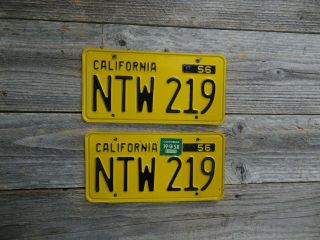 1956 California 1958 License Plates In A Pair All Paint