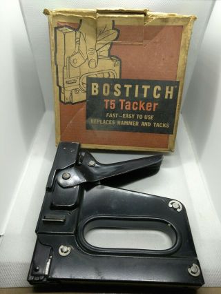 Vintage Usa Bostitch T5 Tacker Stapler Heavy Duty Uses 5019 3/8 "