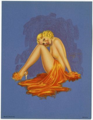 Vintage 1940s Art Deco Pin - Up Print By Billy Devorss Risqué Flapper