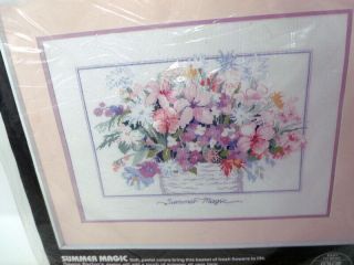Vintage Htf Dimensions Summer Magic Counted Cross Stitch Kit 16 " X 12 " Started