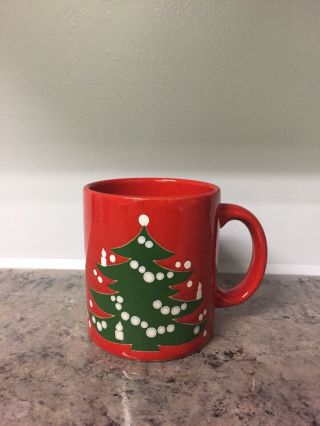 Vintage Waechtersbach Christmas Tree Red Mug Cup Coffee Tea West Germany