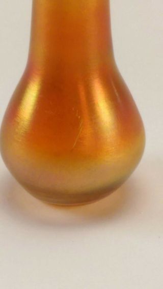 ANTIQUE SIGNED TIFFANY FAVRILE GOLD IRIDESCENT GLASS CABINET VASE 3