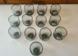 Vintage St Louis Cardinals Football NFL Smoked Glass Barware Glasses Set Of 13 2