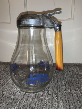 Vintage Nesbitts Creme Caramel Dispenser Syrup Jar Glass Milk Cream Pitcher