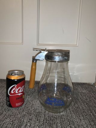 Vintage Nesbitts Creme Caramel Dispenser Syrup Jar Glass Milk Cream Pitcher 3