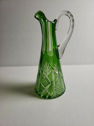 Antique Val St Lambert Abp Green Cut To Clear Crystal Decanter Ca.  1905