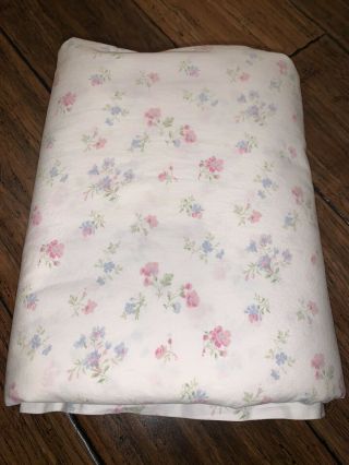 Vtg.  Simply Shabby Chic Candy Floral Pink/blue Flowers Flat Sheet Full/queen