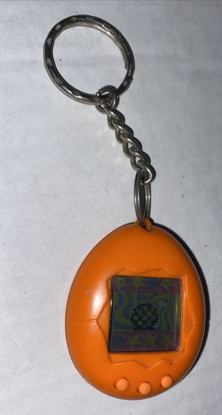 Vintage 1997 Bandai Tamagotchi Giga Virtual Pet Orange Keychain 2