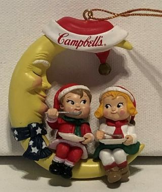 Vtg 1995 Campbells Soup Kids Christmas Ornament On The Moon