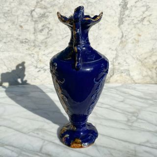 Antique Large French Rococo Cobalt Blue Porcelain Urn Vase 3