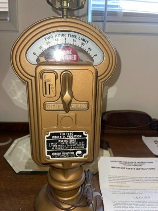 Vintage POM Duncan Miller parking meter lamp for 1 & 5 cent coins with key 3