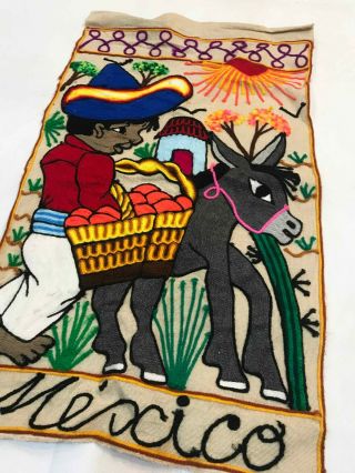 Vintage Mexican Aztec Wall Hanging Folk Art Handmade Rug Tapestry 18 