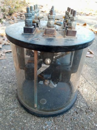 Antique 1906 Union Switch & Signal Railroad Relay Round With Perfect Orig Glass
