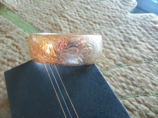 Antique Victorian Rose Gold Filled Bangle Bracelet 1 " Wide - Perfect