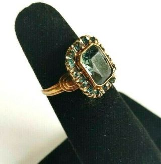 Antique 10k Gold Ring With Blue Stones - Size 5.  5