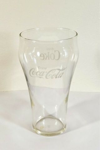 Vintage 1970s Coca - Cola Coke Glass 6 " Clear 16oz Tumbler Bell Shape White Logos