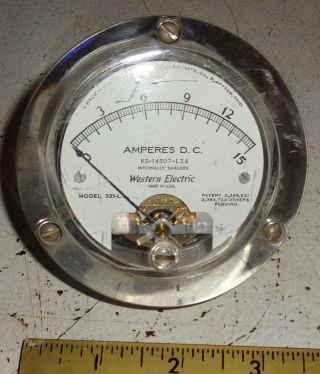 Vintage Western Electric Ks - 14507 - L24 Meter 0 - 15 Ammeter Panel
