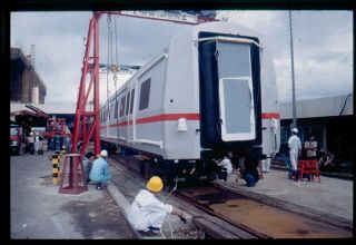 35mm Slide - Hong Kong Mtr - Metro Cammell Emu 101 Delivery Hung Hom (j)