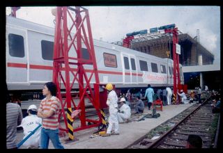 35mm Slide - Hong Kong Mtr - Metro Cammell Emu 101 Delivery Hung Hom (f)