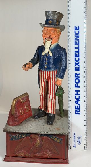 Antique Uncle Sam Cast Iron Mechanical Bank - USA 2