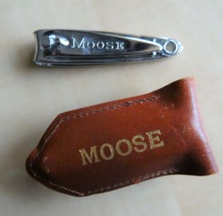Vintage Loyal Order Of Moose Bassett Finger Nail Clippers W/leather Pouch