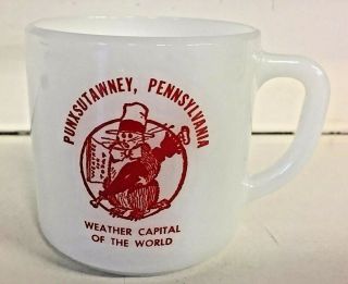 Vtg Punxsutawney Pennsylvania Souvenir Federal Glass Coffee Mug Weather Capital
