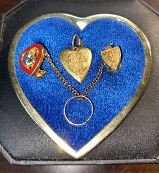 Vintage Women Of The Moose Wotm Heart Shaped Pin With 3 Smaller Pins Atached
