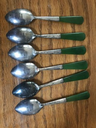 Pre War Antique JS&S Sterling Silver Jade Handle Set Of 6 Spoons 3