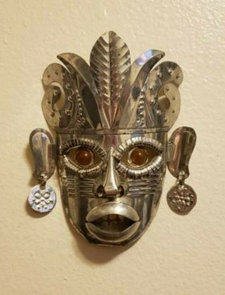 Vintage Mexican Folk Art Tin Mask