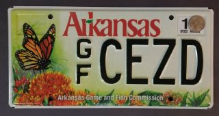 Arkansas Game And Fish Commission Butterfly Specialty License Plate Gf Cezd