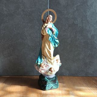 14 " Antique Religious Sculpture Of The Virgin Immaculate Madonna Statue