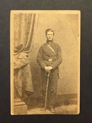 Antique Brady Civil War Calvary Soldier Armed With Sword Cdv Photo