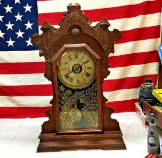 ⭐antique 1900’s Seth Thomas Alarm 8 Day Mantle Clock W Key⭐