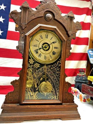 ⭐Antique 1900’s Seth Thomas Alarm 8 Day Mantle Clock w Key⭐ 2