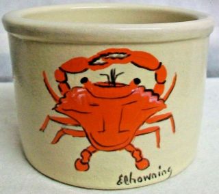 Ac - Pt Robinson Ransbottom R.  R.  P.  Vintage Red " Crab " Low Jar Crock,  1 Pt.  (pint)