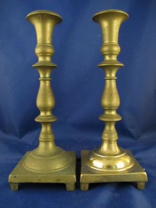 Antique Early 19c Russian Poland Heavy Brass Candlesticks Candle Holders