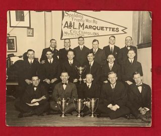 Antique 1915 A&l Marquettes World Champion Chicago Indoor Baseball Cabinet Photo