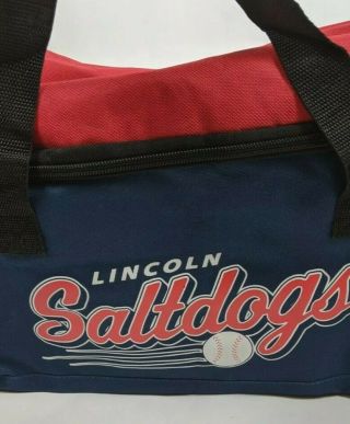 VTG Minor League Baseball Lincoln NE Saltdogs Duffle Travel Bag Red Blue 2