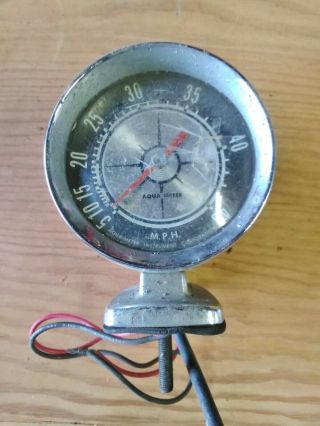 Vintage Aqua Meter Boat Marine Gauge Speedometer 5 - 45 Mph