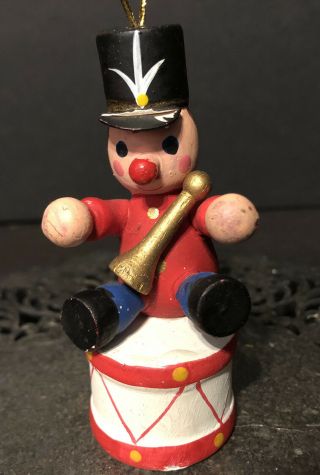 Vintage Steinbach Wood Wooden Christmas Tree Ornament Soldier On Drum Germany