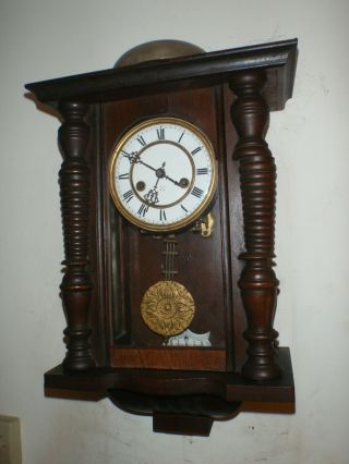 Antique HAC (pre - Junghans) German Wall Clock 1890 ' s 1900 ' s BELL ON TOP 2
