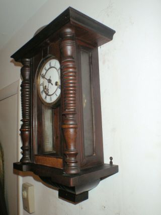 Antique HAC (pre - Junghans) German Wall Clock 1890 ' s 1900 ' s BELL ON TOP 3