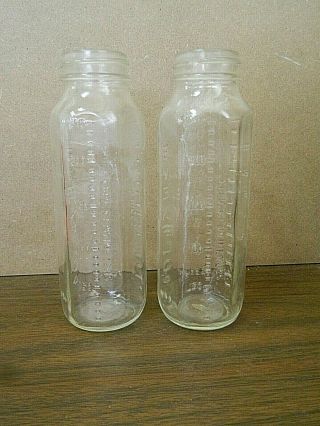2 Vintage Evenflo Glass Baby Bottles 8 Oz.