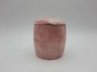 Vintage Italian Art Pottery Pink Trinket Jar with Lid Girl Purple Flowers Italy 3