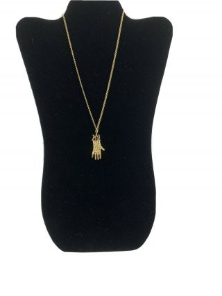 Michael Jackson Gold Tone Glove Pendant Vintage Necklace From 80s