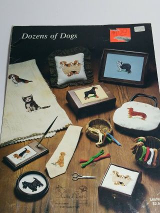 Vintage 1981 Counted Cross Stitch Pattern Book Dozens Of Dogs Needles N Crafts