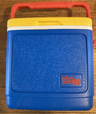 Vintage Igloo Legend 10 Cooler Lock Link Retro Made In Usa Red Yellow Blue Euc